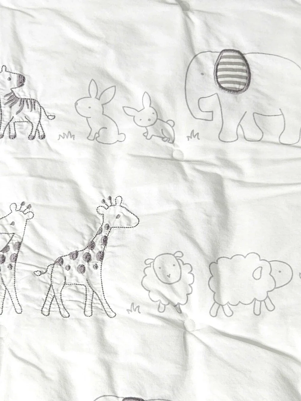 Cloud Island Baby Quilt Two By Two Animal Parade Grey & White Embroidered